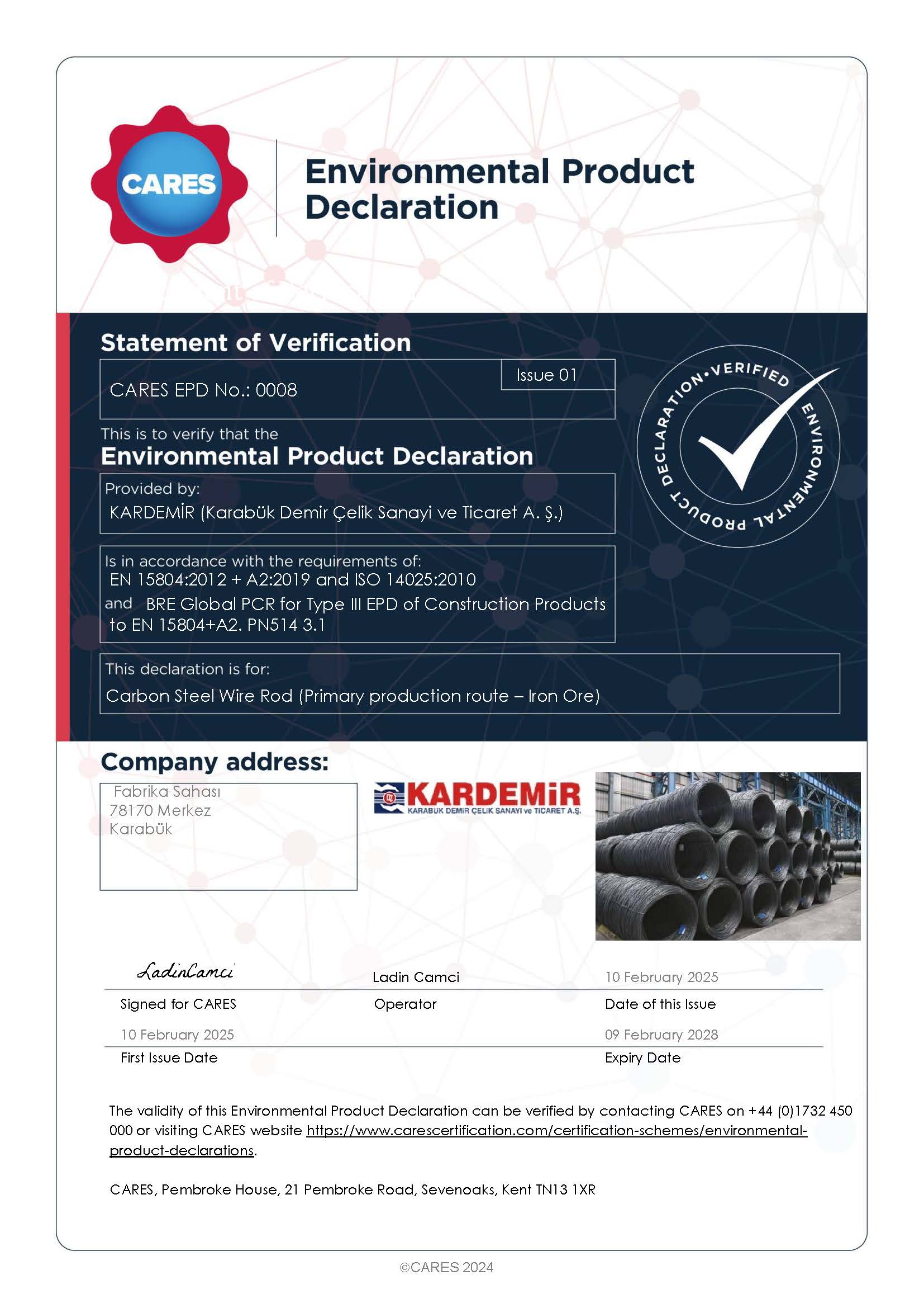 Kardemir Karabuk Demir Celik San. ve Tic. A.S  EPD